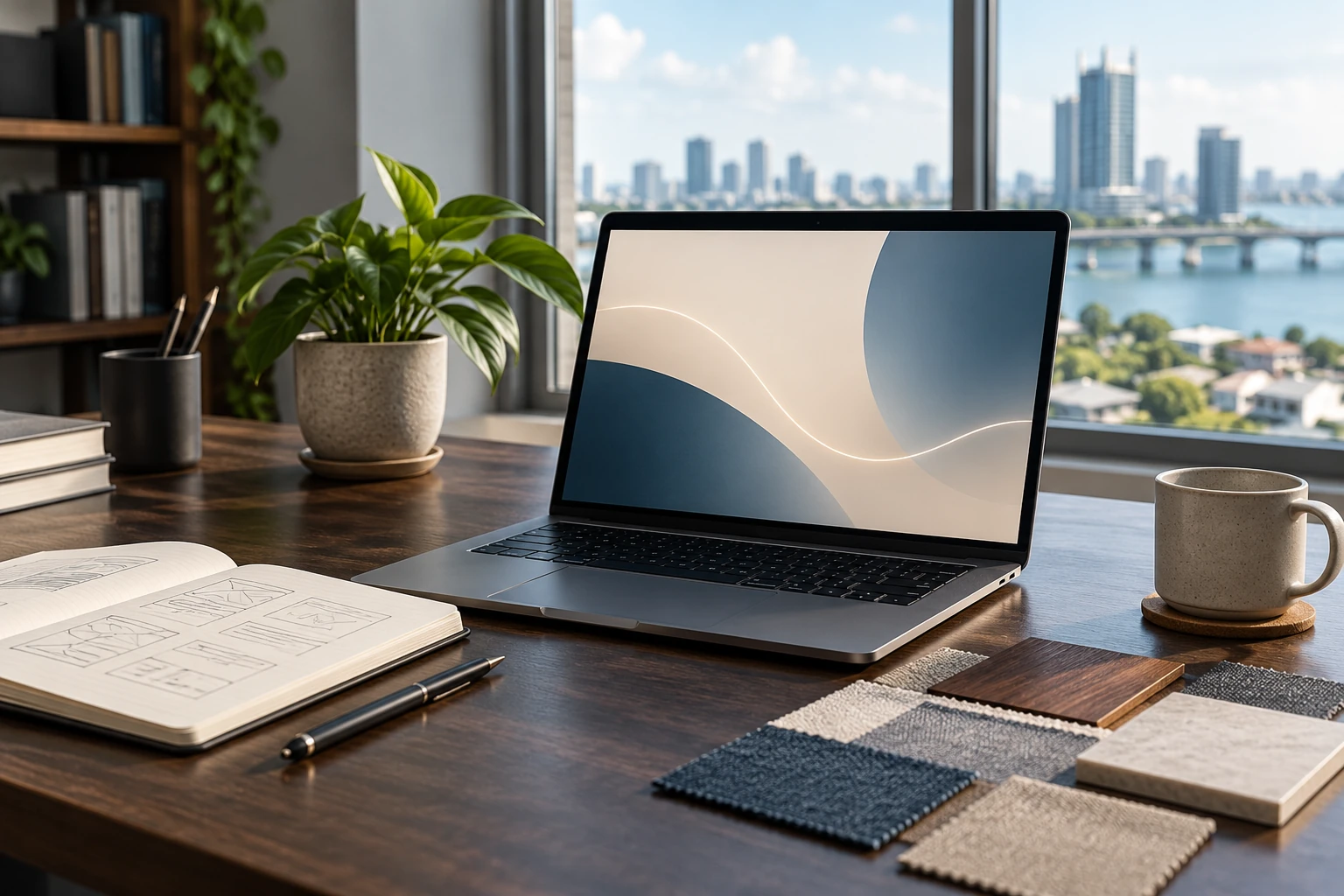 Concept image of a digital development workspace